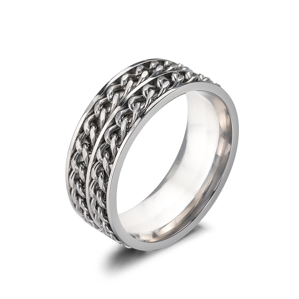 

Модное европейское и американское кольцо-цепочка из нержавеющей стали для мужчин и женщин Size 7