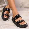 Fashion Women's Slippers Fashion Double Buckle Design Slippers Summer Open Toe Beach Slides Outdoor Casual Platform Sandals Women Slides