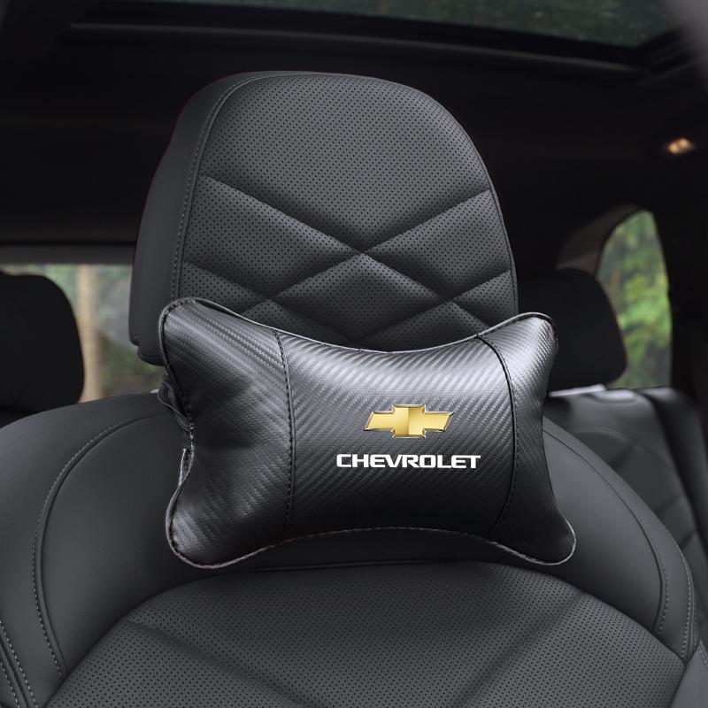 Car Seat Neck Headrest Cushioning Carbon Leather Soft Pillow For Chevrolet Corvette Montana TrailBlazer Silverado Traverse Cruze