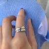 Sterling Stunning 925 Silver Geometric Wide Band Ring For Women Trendy Fashion Jewelry