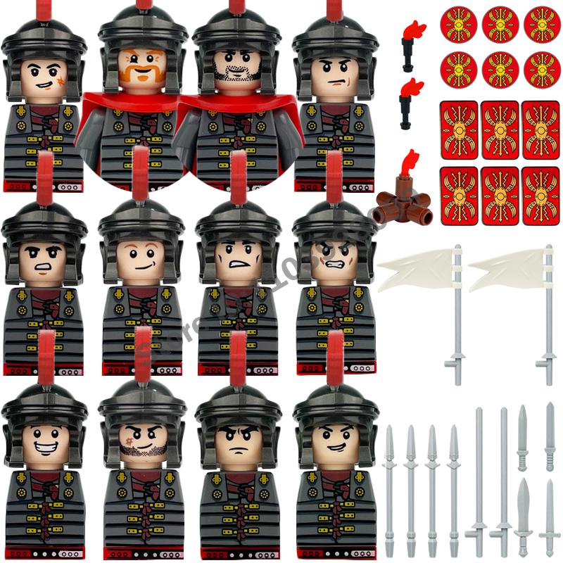 Medieval Military Building Blocks Roman Officer Soldier Knight Imperial Army Head Of State Elf Hunter Lion King War Horse Brick