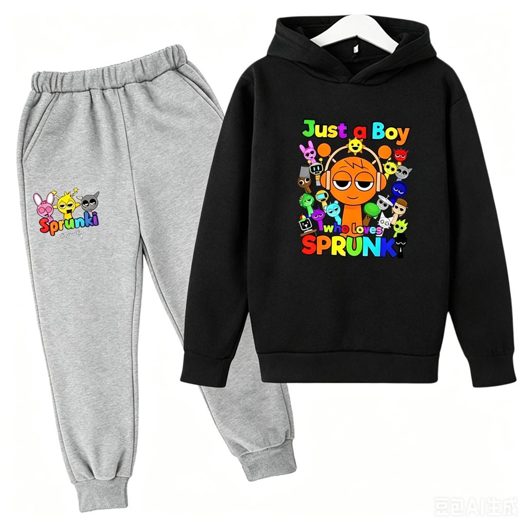 Haine Copii Sprunki Hanorac+pantaloni Vârsta 2-12 Băiat Fată Figurine Anime Incredibox Bluză Primăvară Toamnă Pulover pentru Copii Seturi