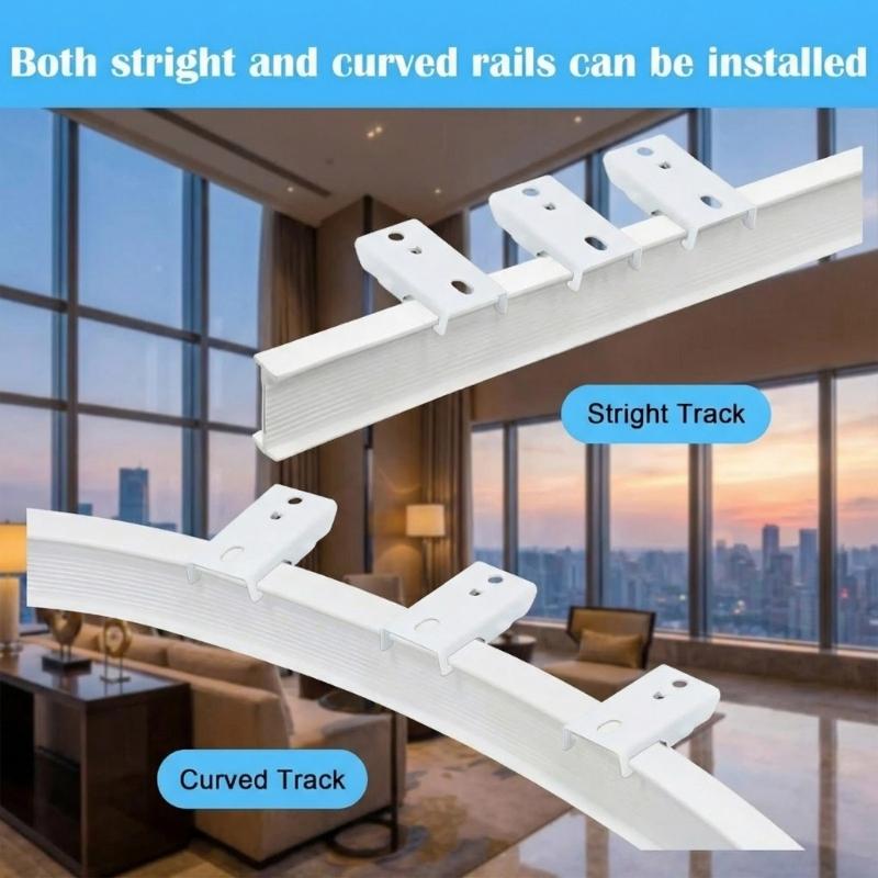 18Pcs Curtain Track Mounting Bracket Metal Curtain Support Brackets Ceiling Curtain Track Hardware Easy Installation