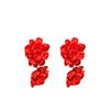 Silver needle fabric orange flower earrings simple Chinese style exaggerated earrings niche high-end fashion earrings