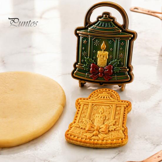 Festive Gingerbread Man Pastry Tools Christmas Mini Pie Mold, 3D Relief Embossed Hand Baking Holiday Pressed Dough Stamps Reusable DIY Press Mold for
