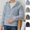 Autumn Winter Wool Coat Texture Casual Hooded Solid Colour Men's Cardigan Sweater Jacket Moisture Wicking Comfortable Skin-friendly Breathable Tops