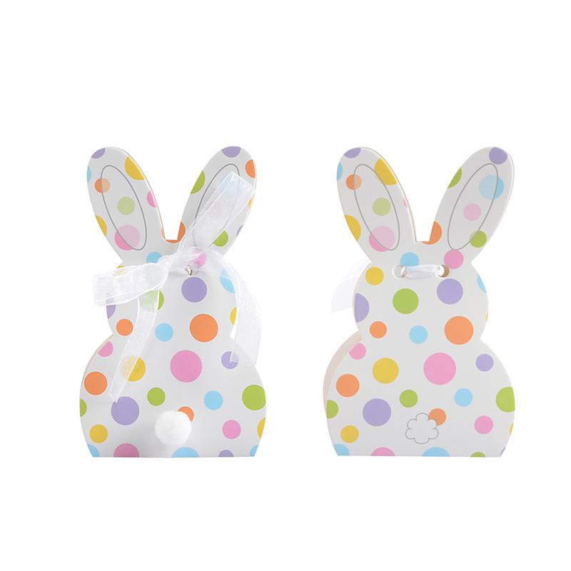 WTEMPO DIY Ribbon Bow Gift Boxes Cute Rabbit Design Easter Foldable Printed Paper Baskets Spring Party Wedding Birthday Festive Decor Treat Boxes