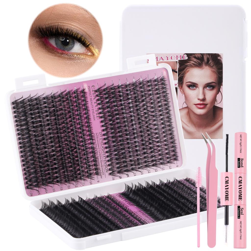 800 Clusters Of Single-Cluster False Eyelashes 9-16Mmdiy Segmented Natural Dense D-Curve Self-Grafting