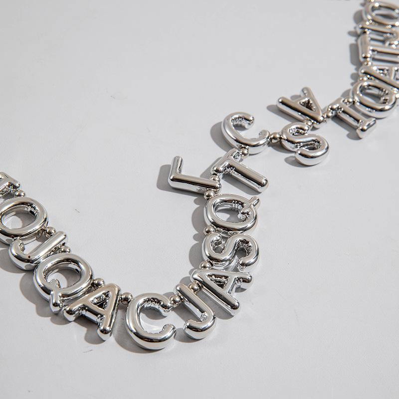 Letter Splicing Collarbone Chain European and American Style Geometric Rectangular Necklace Necklace Necklace Jewelry Women