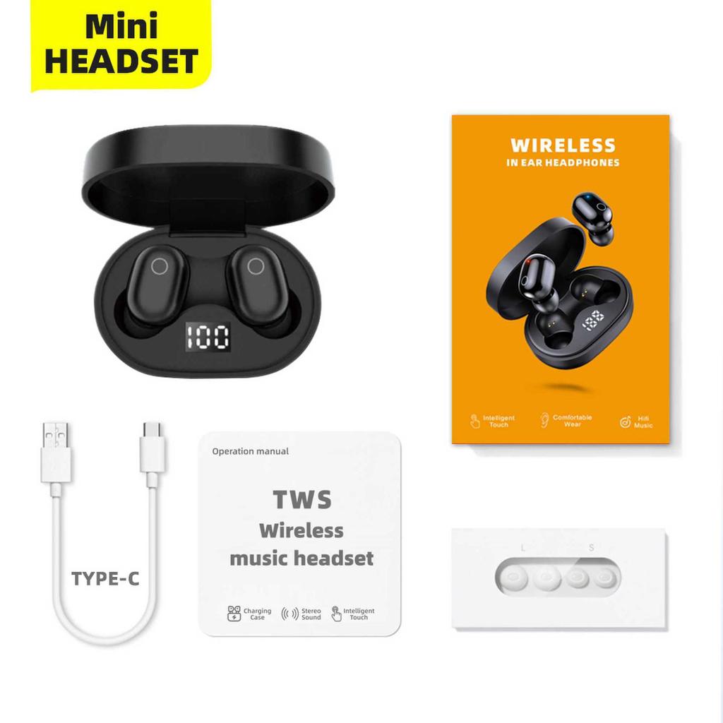 Digital Display Mini TWS Wireless Bluetooth Earbuds In-Ear Unisex Macaron Earphones Sports Waterproof