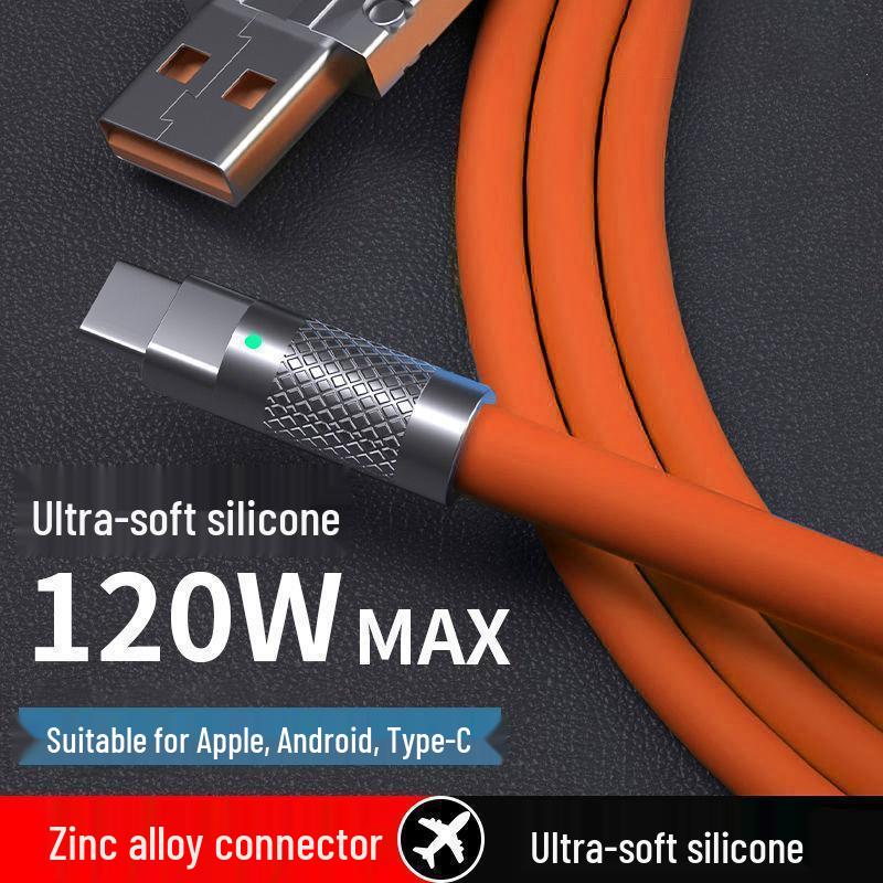 120W Zinc Alloy 3-in-1 Type-C Cable for Apple & Android Phones