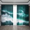 2PC Home Decoration Curtains, Green Brick And Stone With Pole Pocket Curtains, Kitchen,Coffee Shop, Living Room, Balcony, Garde