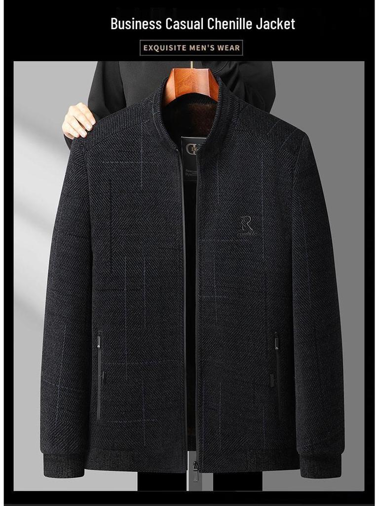 Dad's Fleece-Lined Winter Coat for Middle-Aged & Elderly Men - Warm Cotton Jacket for Autumn & Winter