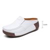 New Women Leisure Shoes Comfort Leather Round-toe Half Slippers Mother Sandals Fashion Thick Soled Slip-on Platform Shoes