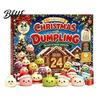 Christmas Countdown Surprise Gift Advent Calendar with Squeeze Toys Cute Silicone Dumpling Figures Holiday Theme Mini Dolls Stress Relief