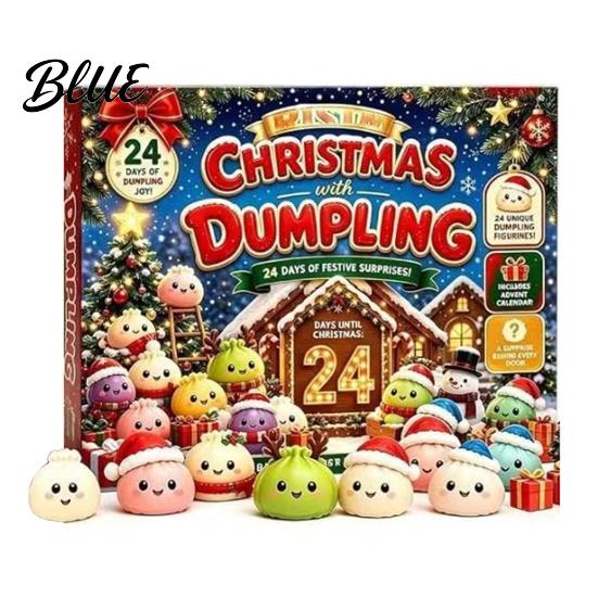 Christmas Countdown Surprise Gift Advent Calendar with Squeeze Toys Cute Silicone Dumpling Figures Holiday Theme Mini Dolls Stress Relief