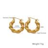 European Retro Simple Titanium Steel Twisted Braid Ear Cuff and Stud Earring for Women