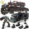 454-585PCS 8in1 SWAT Police Command Truck Building Blocks City Helicopter Bricks Kit Educational Toys for Children