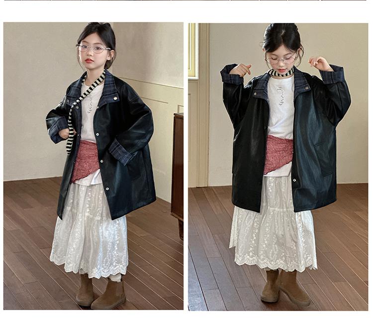 Girls' Leather Jacket 2026 Spring and Autumn New Style Children's Western-Style Korean Leather Jacket for Girls' Autumn Wear Double-Sided Outer Layer