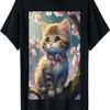 Cute Kawaii Cat with Cherry Blossom T-Shirt(6)