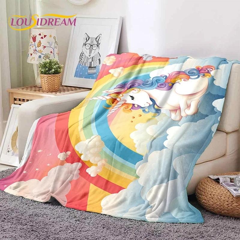 3D Cute Dream Unicorn Cartoon Girl Soft Flannel Blanket for Beds Bedroom Sofa Picnic,Throw Blanket for Outdoor Leisure Nap Gift