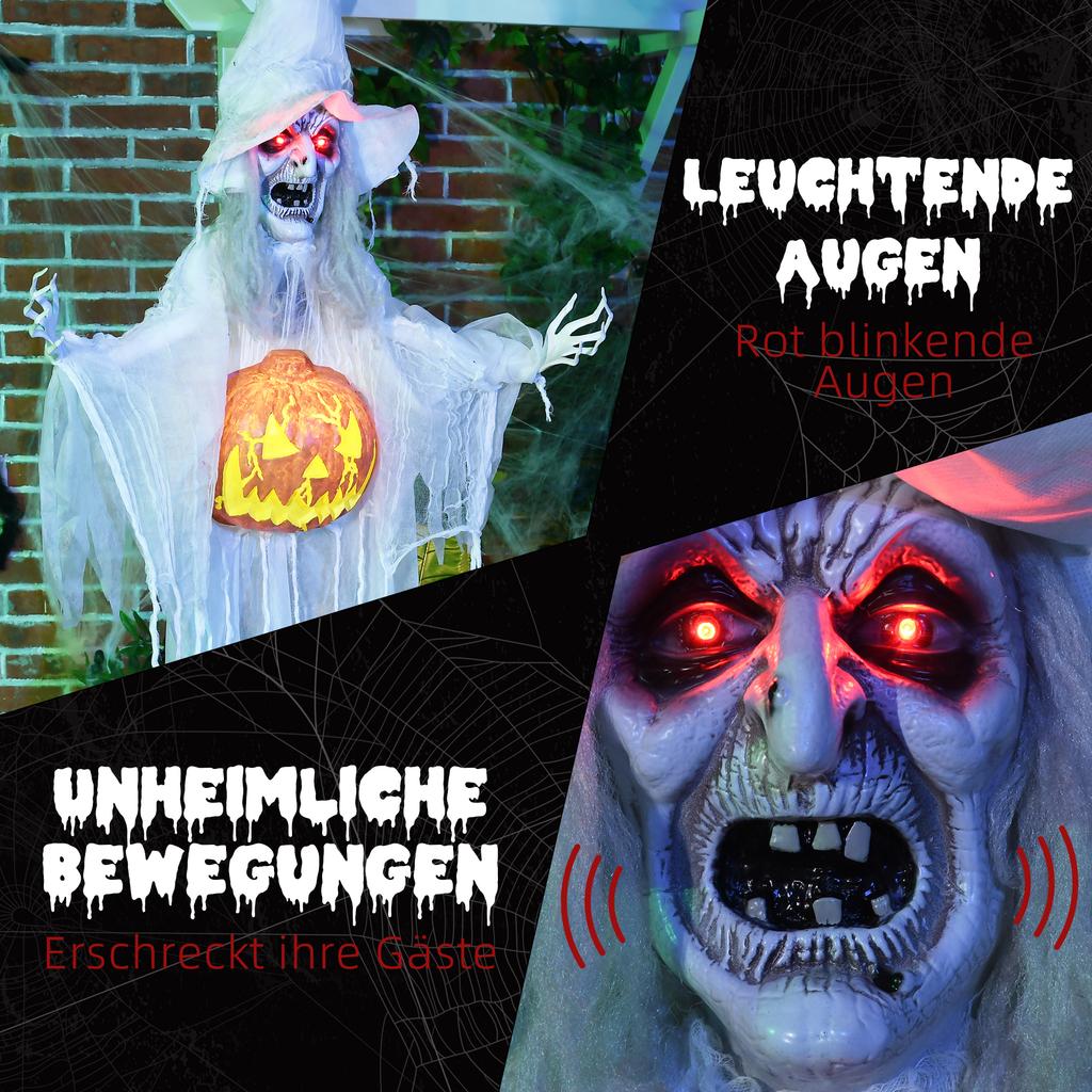 Halloween Ghost, Halloween Decoration, Sound Function, with Motion Sensor and LED Lights, 60 cm x 18 cm x 183 cm