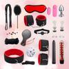 17Pcs Bed Restraints Kit Bondage Bundle Blindfold Handcuffs Whip BDSM Toy Nipple Clip Exotic Sex SM Toys Bundle Body Toy