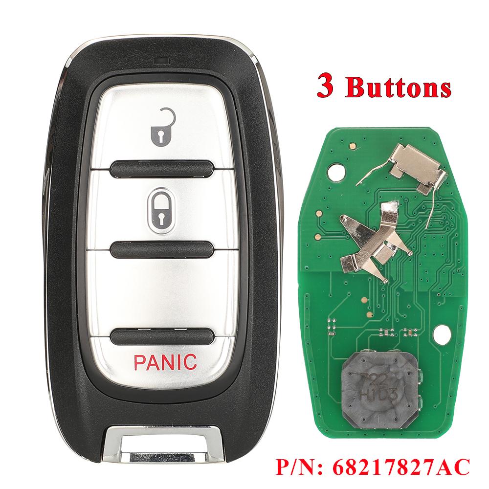 M3N-97395900 Proximity Smart Keyless Remote Car Key Fob for Chrysler Pacifica Voyager 2017-2023 68217832AC/68238689AC 433Mhz 4A 3 Buttons