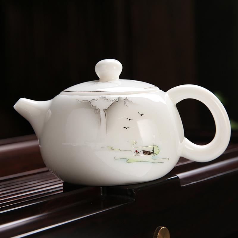 High-end suet jade kung fu tea set, high-end gifts for customers, company business gifts