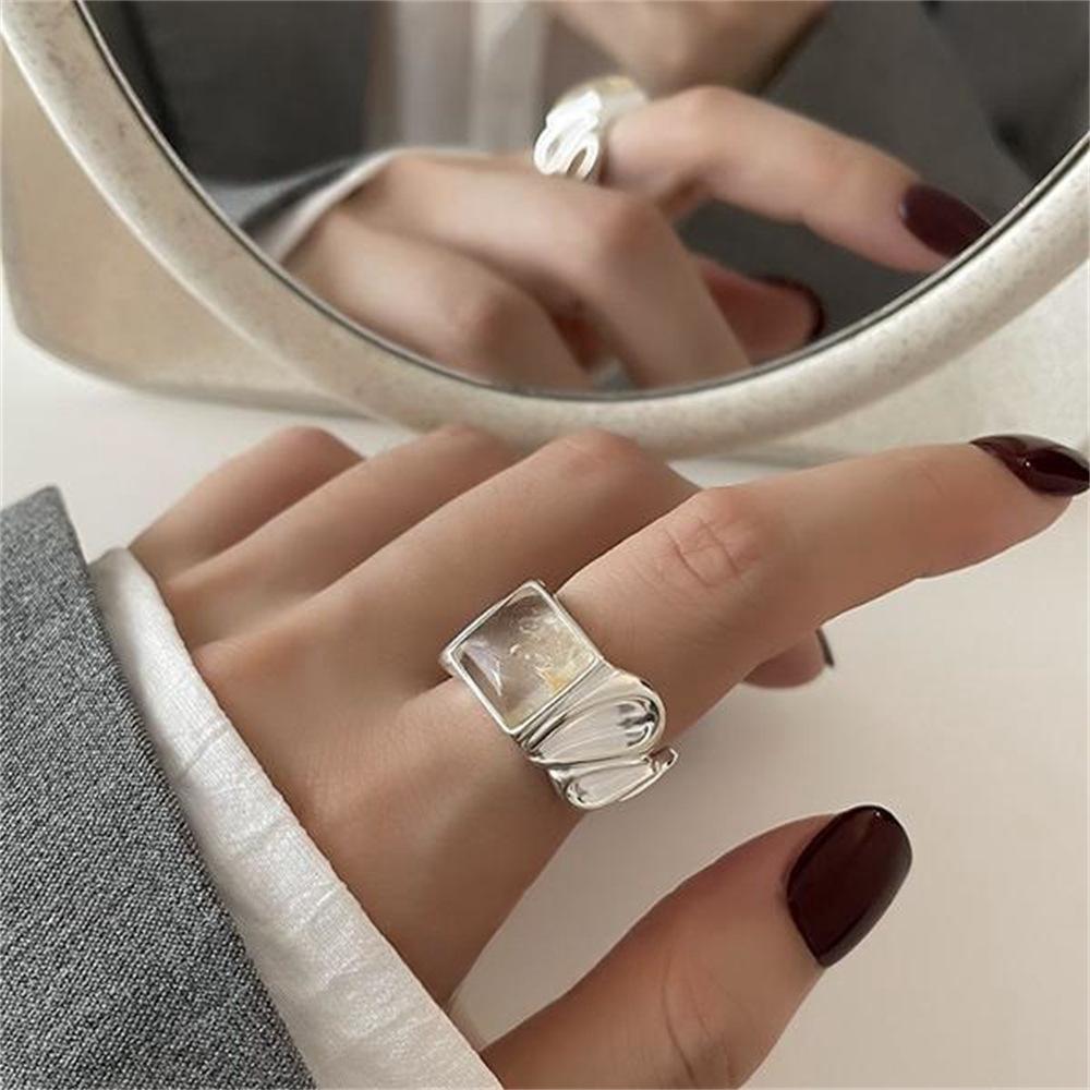Sugar Cube Irregular Ring Retro Index Finger Ring Personalized Opening Adjustable Ring