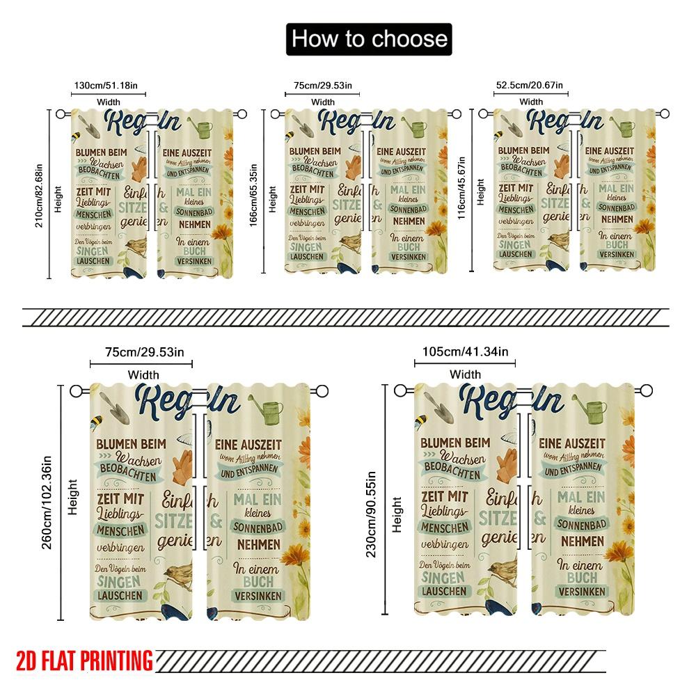 2pcs,2D Plane Printing Curtain Fabric Garden Wisdom 100% Polyester (without Rod) All Seasons Ldeal for Bedroom Living Room