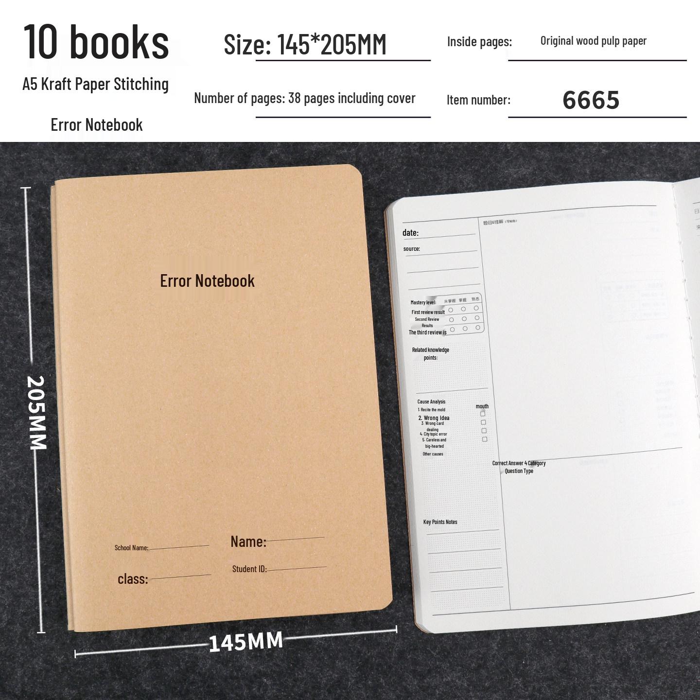 Main A5 Math Correction Notebook for Junior & High School Students