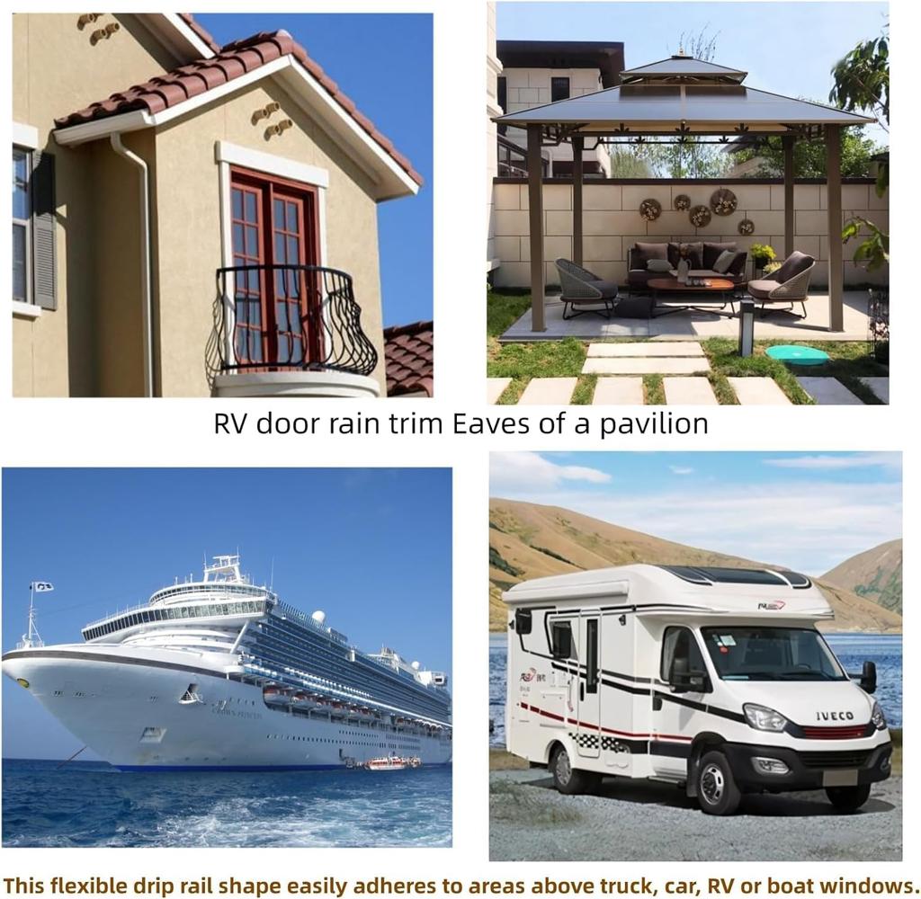 1M Water Guide Strip For Caravan Motorhome Camper Van Gutter Rain Guard Drip Stop Water Guide RV Accessories