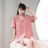High-end Ice Silk Pajamas Women's Summer Thin Short-sleeved Shorts Korean Version of the Internet Celebrity Print Set Ice and Snow Silk Loungewear