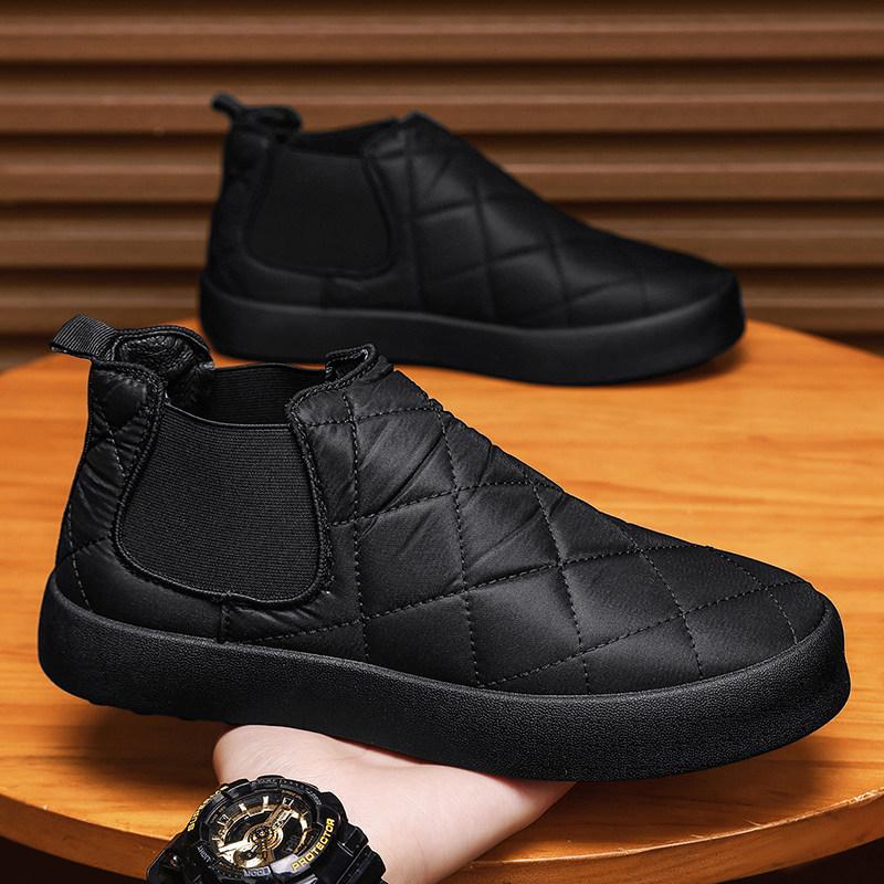 Schuhe Winter Samt Verdickt Warm Baumwollschuhe Wasserdicht und Rutschfest Weichsohlige Schwarze Stoffschuhe