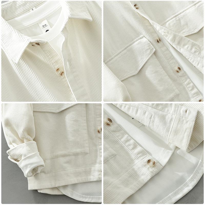 Men's Long-Sleeve Corduroy Shirt - Japanese Retro Style, Loose Fit, Versatile Jacket