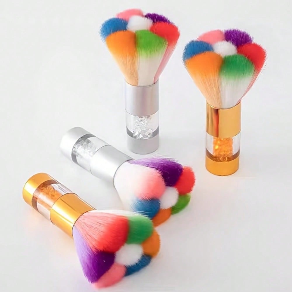 Nail Art Tools, Nail Cleaning Brush, Dust Removal Brush, Rhinestone Glitter Brush, Petal-Shaped Brush, Makeup Brush, Rainbow Multicolor Brush