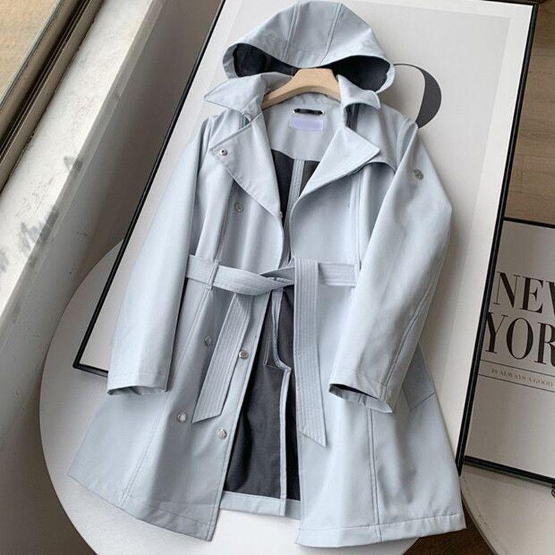 

Пальто женское европейского и американского стиля водонепроницаемое прорезиненное средней длины длинное пальто Blue M(Suggested 55.00 kg-62.50 kg)