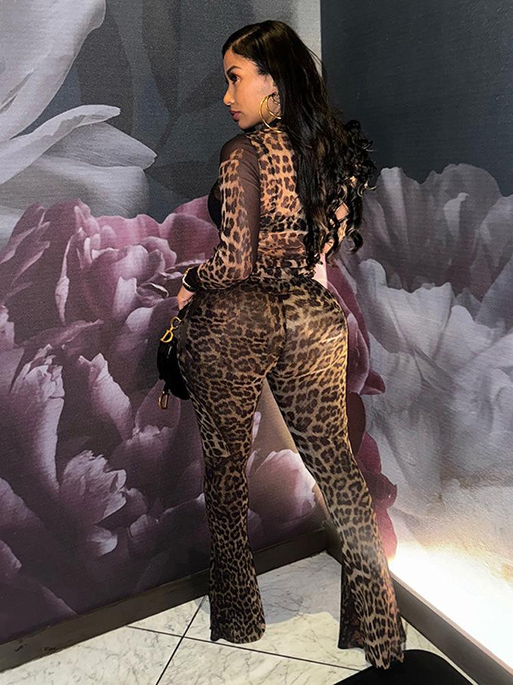 Women's Fashion Leopard Print High-Waist Two-Piece Set
