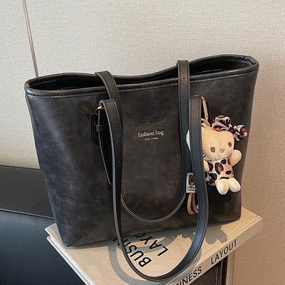 Fashion Retro Style Oil Wax Pitot Bag Women's Trendy Versatile Commuter High Sense Large Capacity Shoulder Armpit Bag
