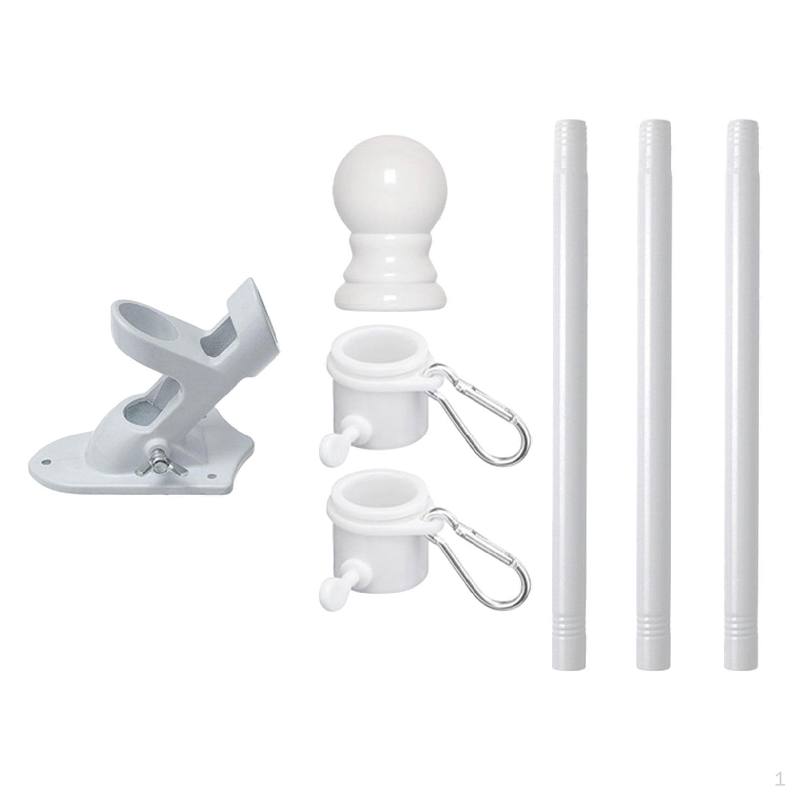 

Комплект флагштока с вращающимися кольцами, держателем дисплея с кронштейном для крепления наверху для гаража, коммерческая белый