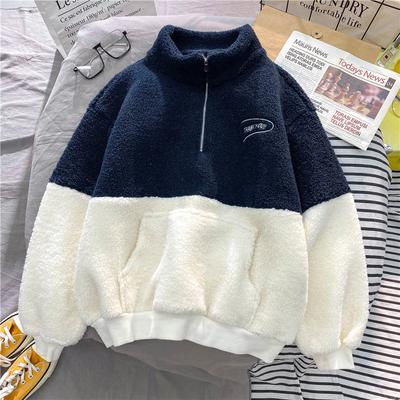 Zimné teplé oblečenie Polar Fleece Mikina Harajuku Vyšívaný polovičný zips Dámske mikiny s voľným vreckom