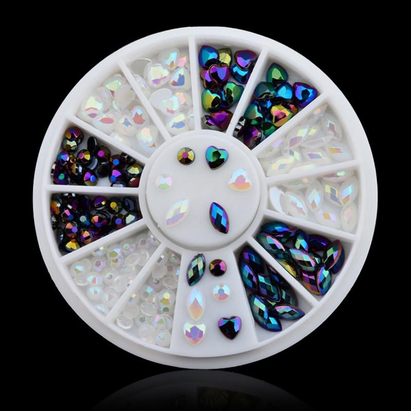 1 Box Weiß Schwarz 3D Jelly AB Acryl Rad Nagel Aufkleber Dekoration DIY Nail art Tipps Schmuck Strass Maniküre werkzeuge