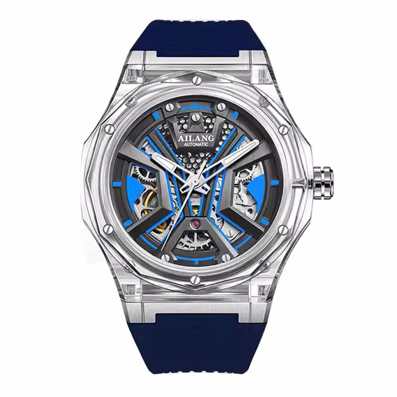 AILANG Automatic Mechanical Watches Mens Luxury Brand Fashion Sports Waterproof Transparent Case Wristwatch Men New