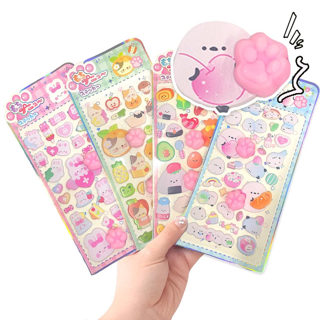 Populair op Pootstickers Realistisch Set van 4 Pluizige Dierlijke Verwisselbare en Leuke 3D Dierstickers voor en Knutselen Basisschool Beloningscadeaus Dier