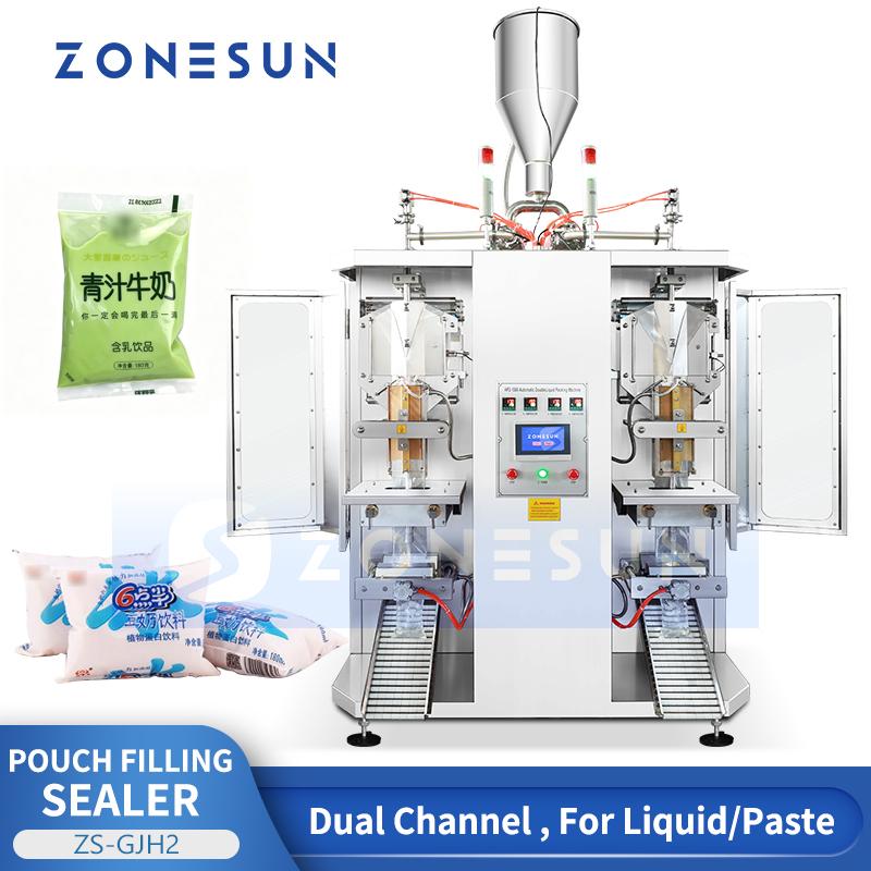 ZONESUN ZS-GJH2 Zweikanal-Flüssigkeitsbeutel Beutelmilch Wasserbeutel Automatische Verpackungsmaschine