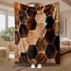 Sechseckiges Faux-Fur-Patchwork, Heimdekor-Enthusiasten, Decke, Braun-Schwarzes Geometrisches Design, Wohnzimmer oder Bett, Weiches Gemütliches Mehrzweck-Geschenk