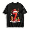 Christmas Themed Number 7 Gingerbread Man Print Casual Top Pure Cotton T-shirt