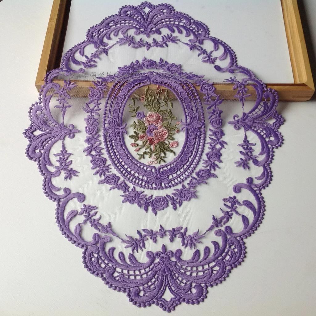 Latest Oval Lace Embroidery Table Place Mat Ins Christmas Pads Cloth Placemat Mug Coffee Tea Cup Coaster Doily Kitchen Table Decoration