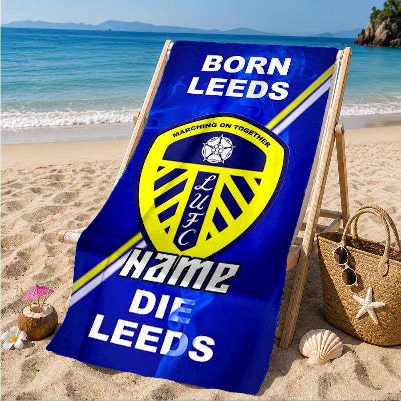 Custom Name Beach Towel Leeds Loyalty Microfiber Beach Towel, Lightweight for Summer Travel, Swimming Pool Fan Birthday Gift